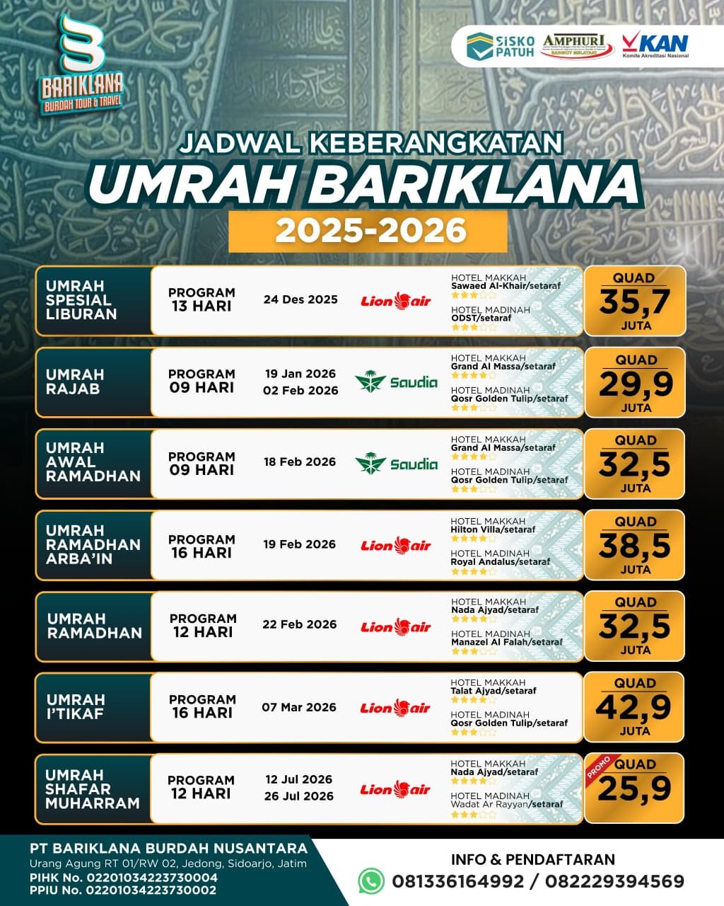 Paket Umrah Regular 2025-2026