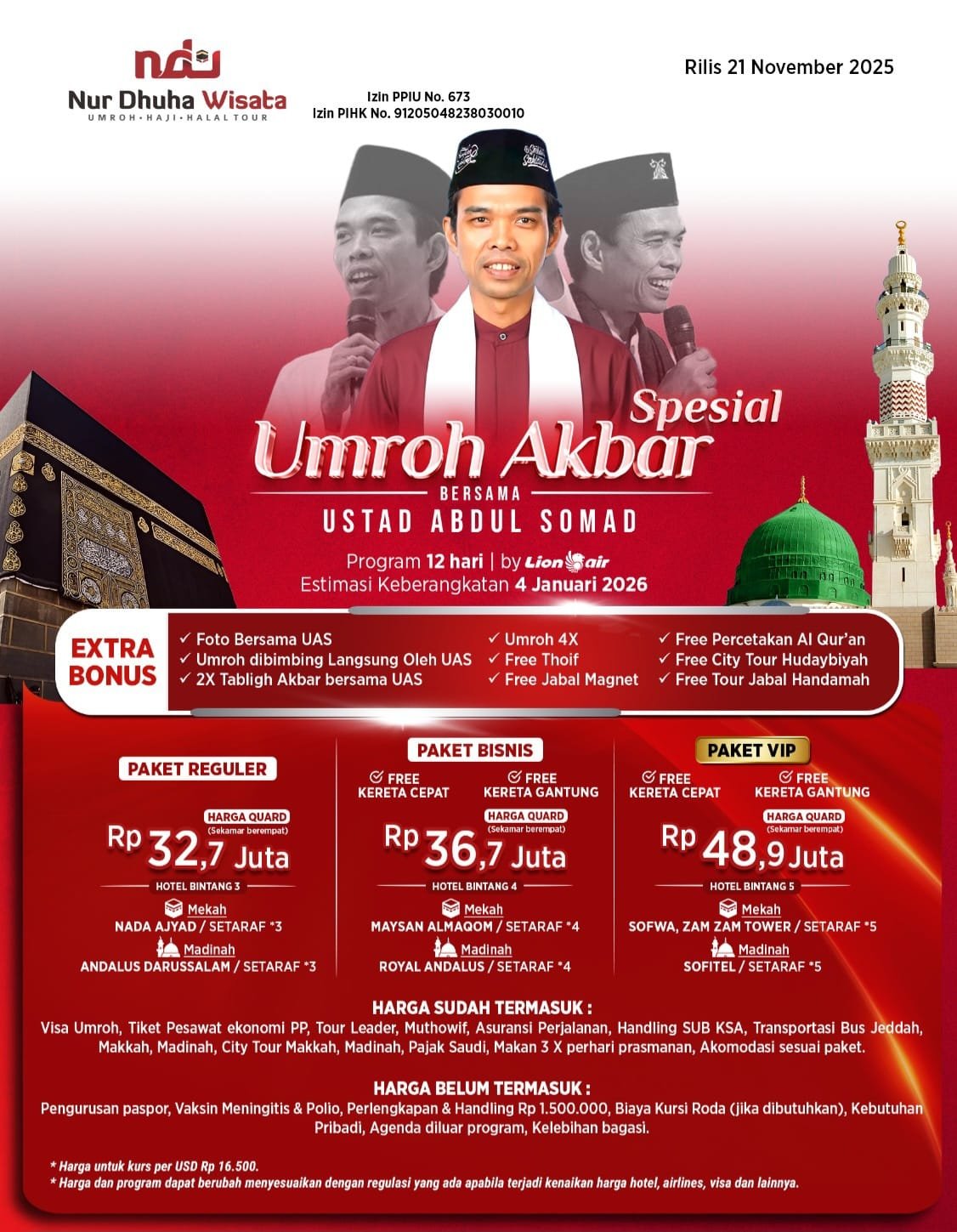 Paket Spesial Umrah Akbar Bersama UAS